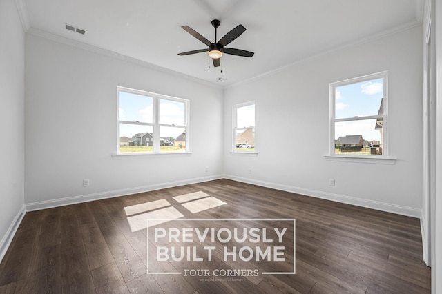 5532 Sinclair St, Murfreesboro, TN 37127 - spare room with crown molding, dark wood-style floors, baseboards, and a ceiling fan