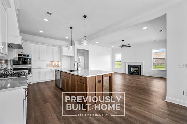 5532 Sinclair St, Murfreesboro, TN 37127 - kitchen with a sink, stainless steel appliances, a ceiling fan, recessed lighting, and decorative backsplash