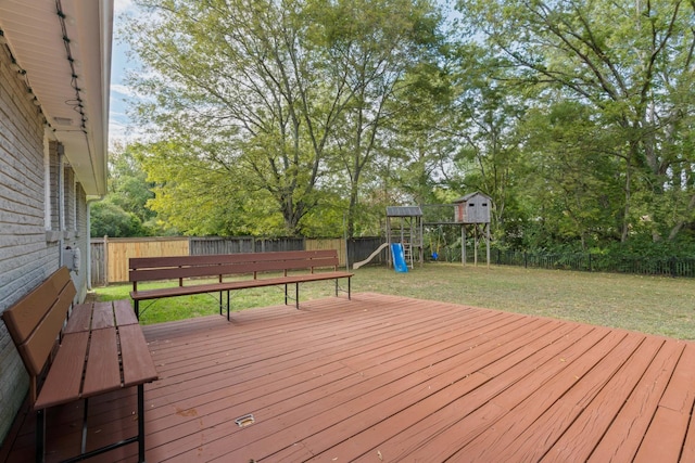 208 Meadowgreen Dr, Franklin, TN 37069 - deck with a playground and view of wooded area