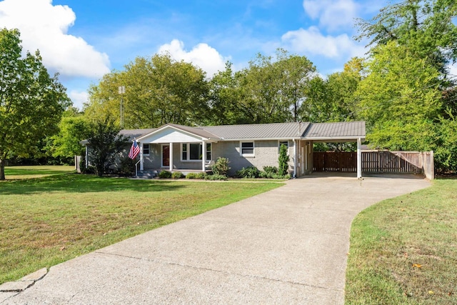 208 Meadowgreen Dr, Franklin, TN 37069 - view of front of house with covered porch, concrete driveway, metal roof, and an attached carport
