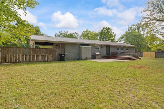 208 Meadowgreen Dr, Franklin, TN 37069 - rear view of property with a patio area, metal roof, and brick siding