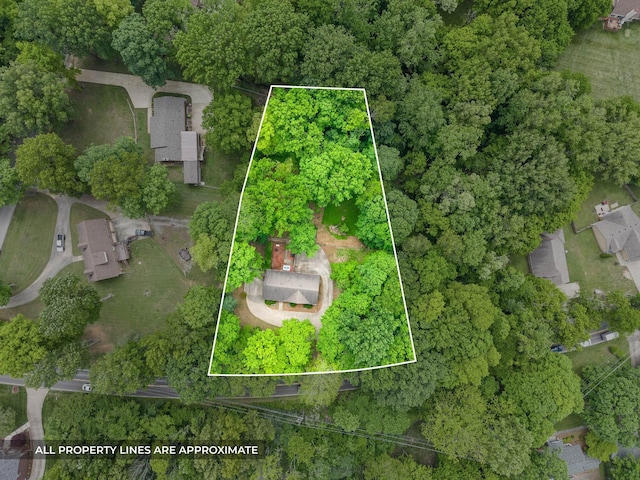 aerial view of property's location featuring property parcel outlined