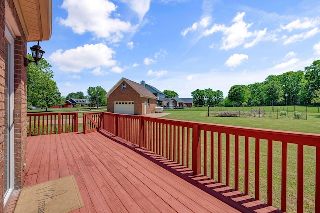 wooden deck with an outbuilding