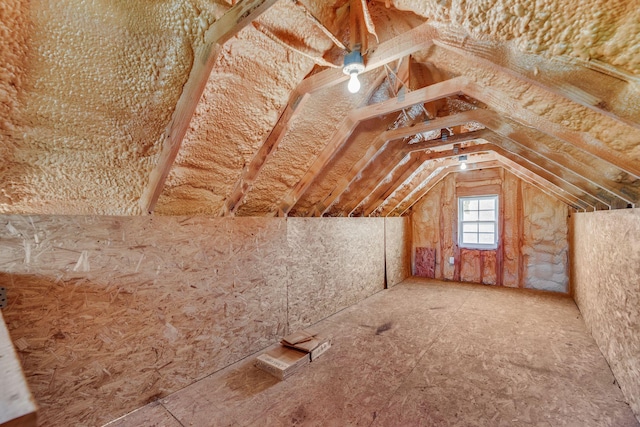 view of unfinished attic