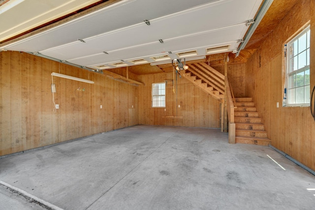 garage with wooden walls