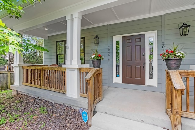 entrance to property with covered porch
