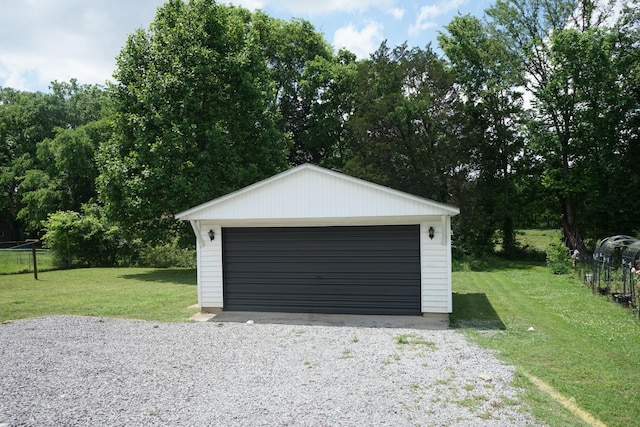 view of detached garage