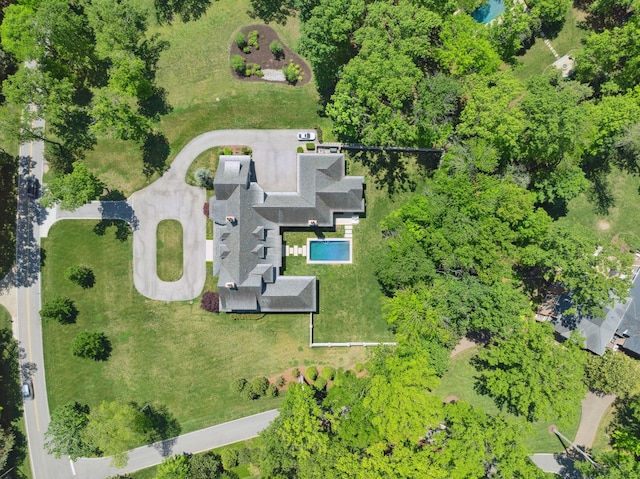 aerial view of a pool