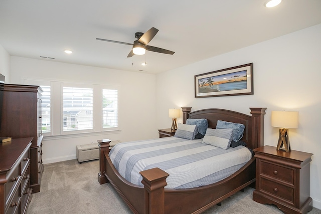 928 Tynan Way, Nolensville, TN 37135 - bedroom with light colored carpet, baseboards, recessed lighting, and a ceiling fan