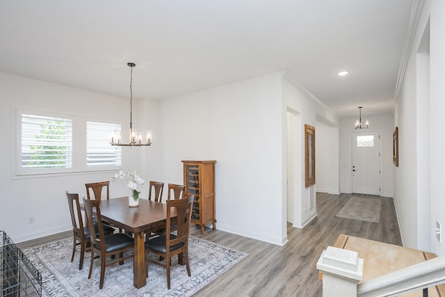 928 Tynan Way, Nolensville, TN 37135 - dining room with a chandelier, light wood-type flooring, plenty of natural light, baseboards, and recessed lighting