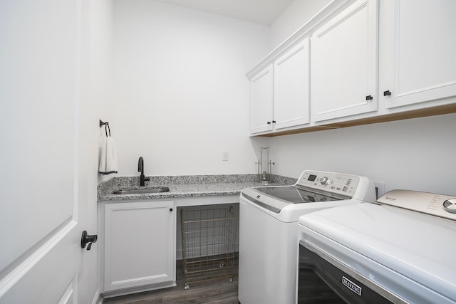 928 Tynan Way, Nolensville, TN 37135 - laundry room featuring cabinet space, washer and clothes dryer, and dark wood-style floors
