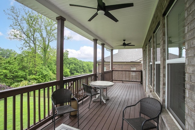 928 Tynan Way, Nolensville, TN 37135 - wooden deck featuring ceiling fan and a yard