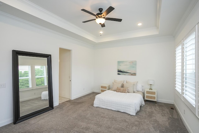 928 Tynan Way, Nolensville, TN 37135 - bedroom with carpet floors, crown molding, a tray ceiling, baseboards, and recessed lighting
