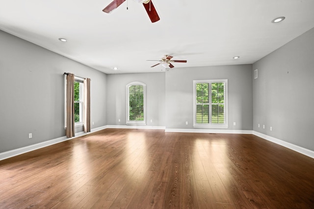 1709 Wildlife Trl, Kingston Springs, TN 37082 - empty room with ceiling fan, wood-type flooring, recessed lighting, and baseboards