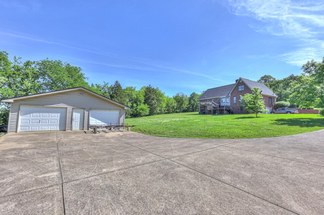 view of detached garage