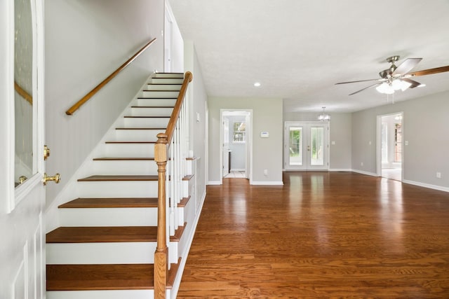 2907 York Rd, Pleasant View, TN 37146 - staircase with wood finished floors, a ceiling fan, baseboards, and recessed lighting