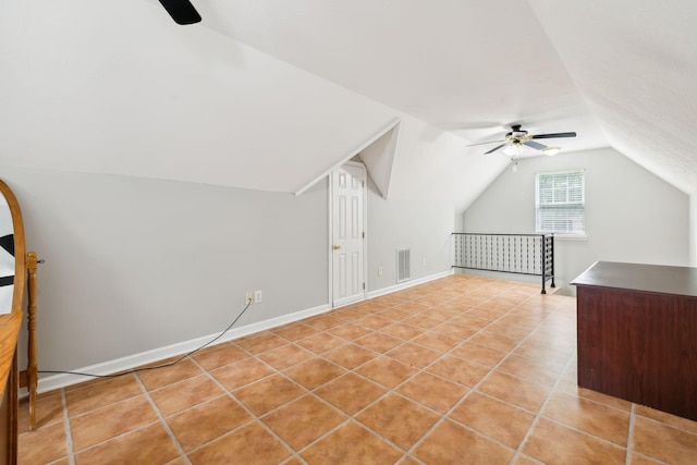 2907 York Rd, Pleasant View, TN 37146 - bonus room featuring a ceiling fan, lofted ceiling, and light tile patterned flooring