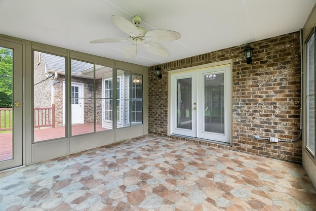 2907 York Rd, Pleasant View, TN 37146 - unfurnished sunroom featuring french doors and ceiling fan