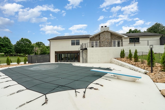 95 Short Dr, Mount Juliet, TN 37122 - view of swimming pool with fence, stairs, a patio area, and a diving board