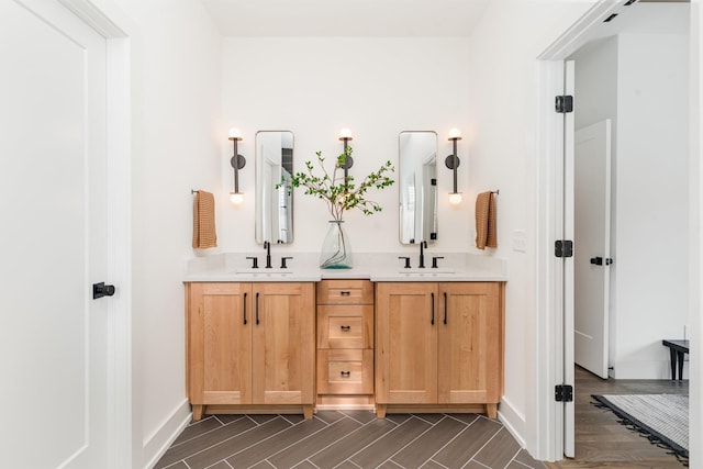 1411A Boscobel St, Nashville, TN 37206 - full bath featuring double vanity, baseboards, and wood finished floors