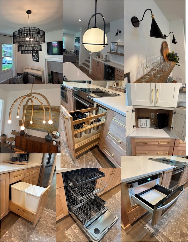 1411A Boscobel St, Nashville, TN 37206 - interior space with open floor plan, a chandelier, light countertops, and decorative light fixtures
