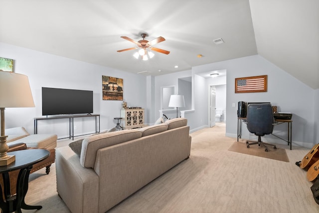 1113 Chickadee Cir, Hermitage, TN 37076 - living area featuring ceiling fan, light carpet, and baseboards