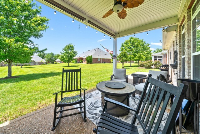 1113 Chickadee Cir, Hermitage, TN 37076 - view of patio with a fire pit and ceiling fan