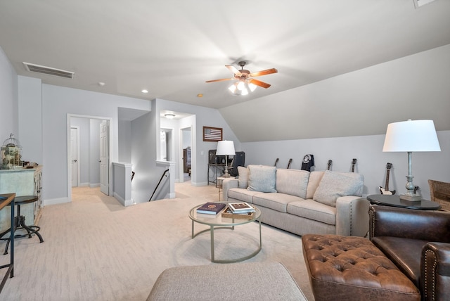 1113 Chickadee Cir, Hermitage, TN 37076 - living room with baseboards, ceiling fan, and lofted ceiling