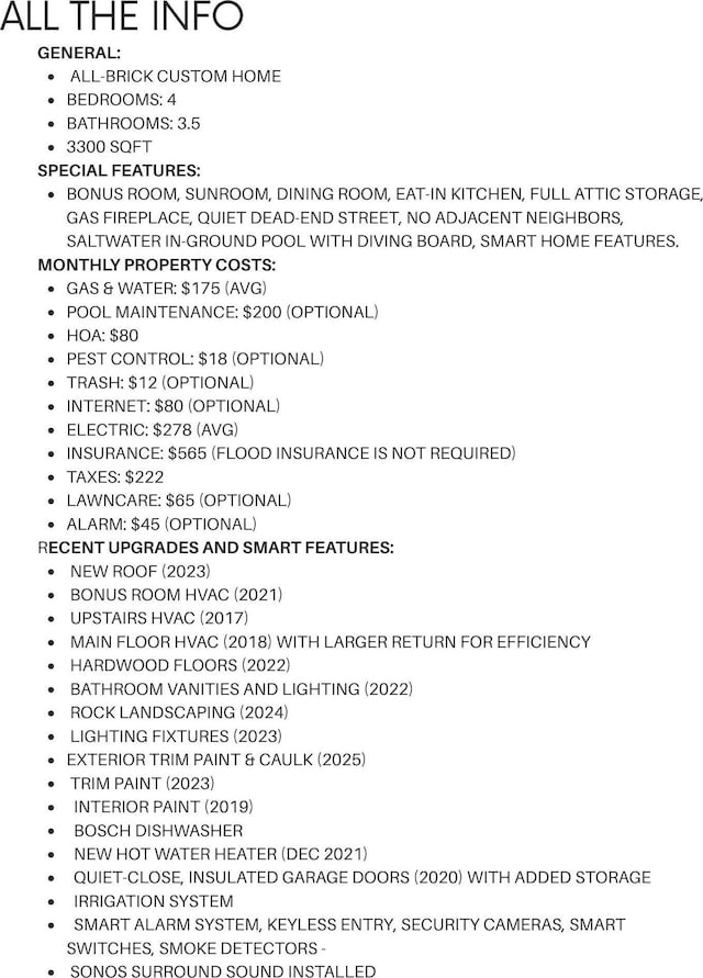 view of miscellaneous listing collateral