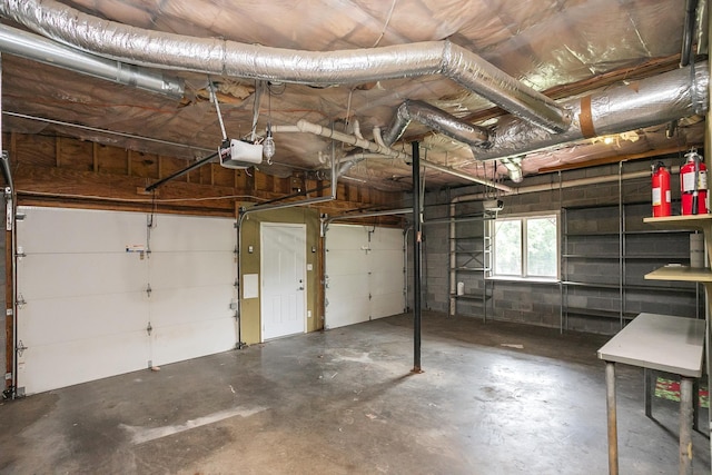 garage with a garage door opener