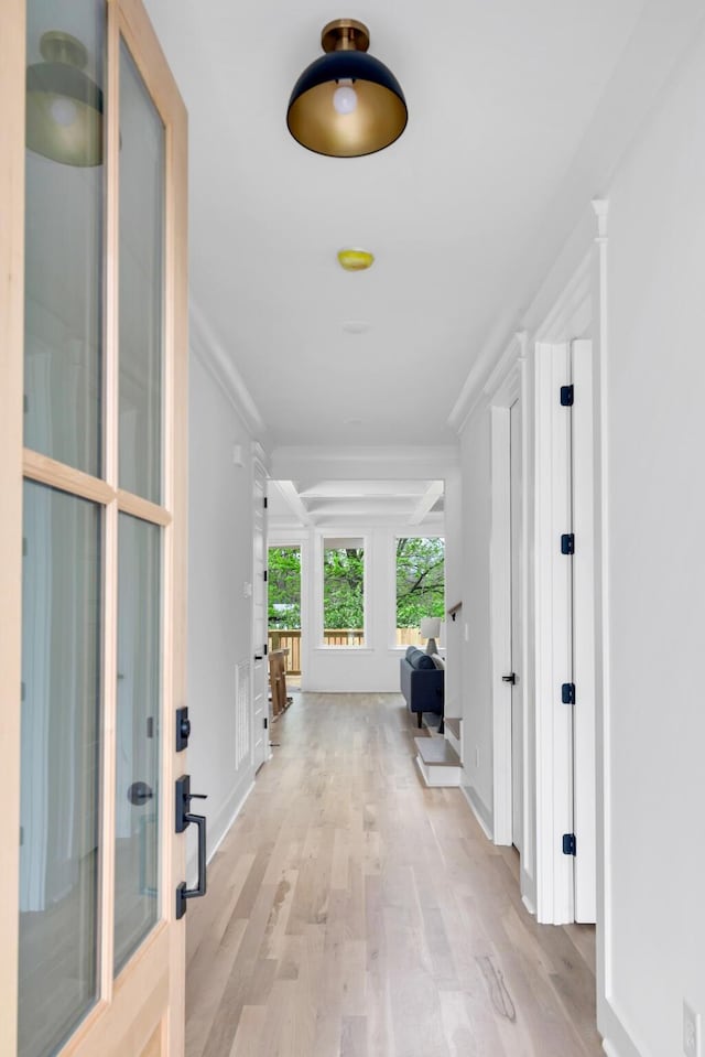 603B Freedom Ct, Nashville, TN 37209 - corridor featuring light wood-type flooring, baseboards, and crown molding