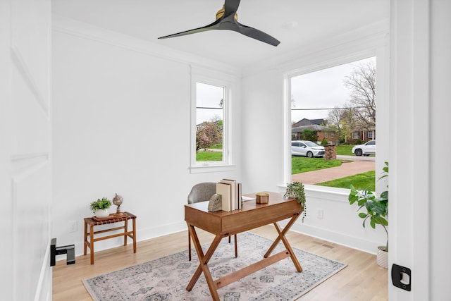 603B Freedom Ct, Nashville, TN 37209 - office area with ceiling fan, light wood-style floors, and baseboards