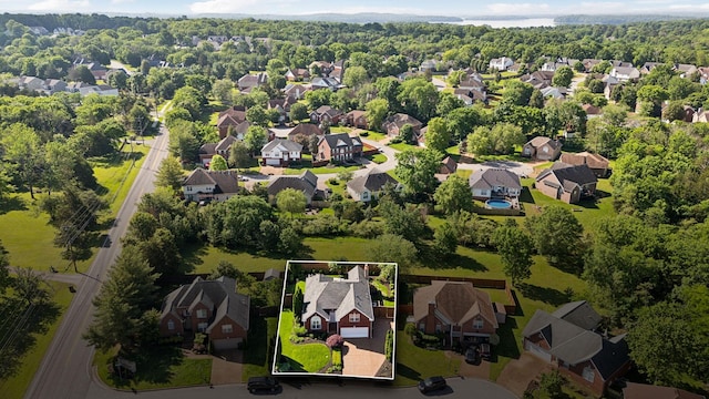 aerial perspective of suburban area with property boundaries highlighted