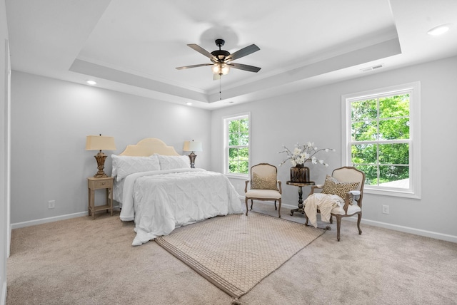 272 Kildeer Dr, Clarksville, TN 37040 - bedroom featuring a raised ceiling, carpet floors, crown molding, recessed lighting, and baseboards