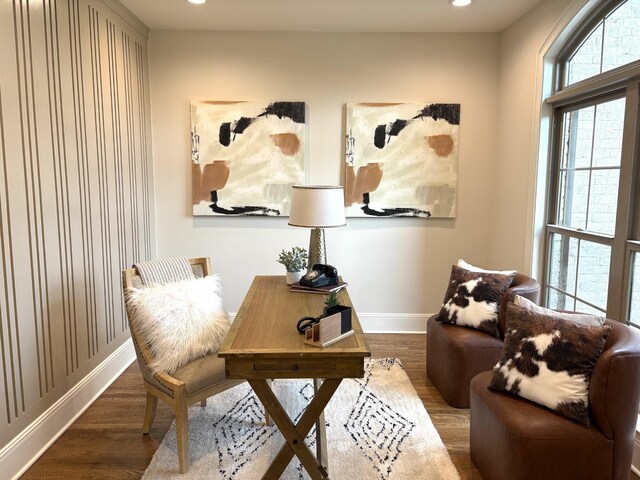 1611 Martha Washington Way, Murfreesboro, TN 37130 - office featuring baseboards, wood finished floors, and recessed lighting