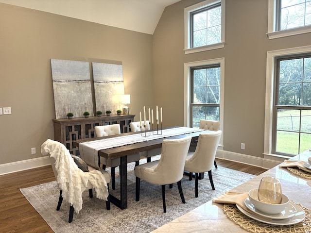 1611 Martha Washington Way, Murfreesboro, TN 37130 - dining room with healthy amount of natural light, wood finished floors, baseboards, and vaulted ceiling