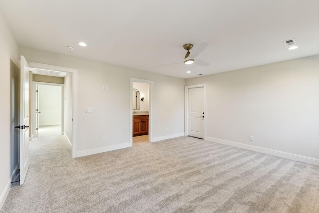 1611 Martha Washington Way, Murfreesboro, TN 37130 - spare room featuring a ceiling fan, light colored carpet, baseboards, recessed lighting, and a smoke detector