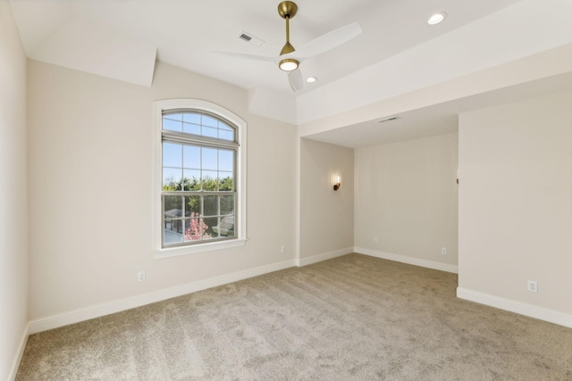 1611 Martha Washington Way, Murfreesboro, TN 37130 - unfurnished room with carpet flooring, a ceiling fan, baseboards, recessed lighting, and lofted ceiling
