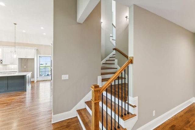 1611 Martha Washington Way, Murfreesboro, TN 37130 - staircase with wood finished floors, baseboards, and recessed lighting