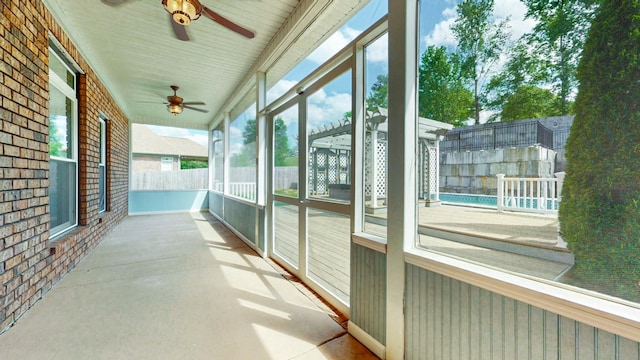 4050 Oak Pointe Dr, Pleasant View, TN 37146 - unfurnished sunroom featuring a ceiling fan