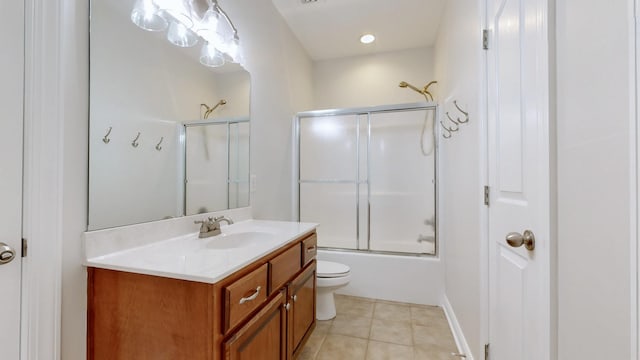 4050 Oak Pointe Dr, Pleasant View, TN 37146 - full bath featuring vanity, tile patterned flooring, toilet, and shower / bath combination with glass door