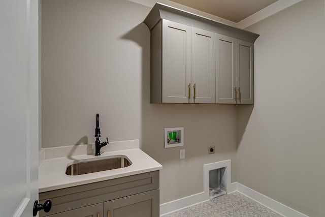 1022 Gadwall Ln, Spring Hill, TN 37174 - clothes washing area featuring hookup for an electric dryer, hookup for a washing machine, cabinet space, and baseboards