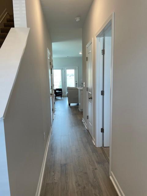 1401 Walker Way, Columbia, TN 38401 - hall with dark wood finished floors, baseboards, and stairway