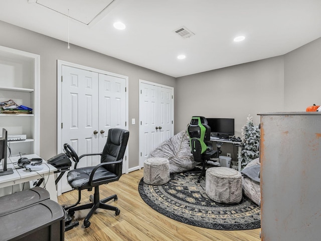 2050 Morrison Ave, Spring Hill, TN 37174 - home office featuring attic access, wood finished floors, and recessed lighting