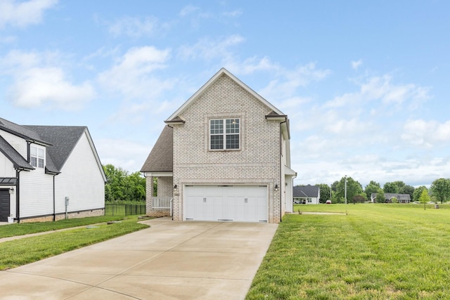 258 Jesse Dr, Pleasant View, TN 37146 - view of front of house with brick siding, a garage, a front yard, and concrete driveway