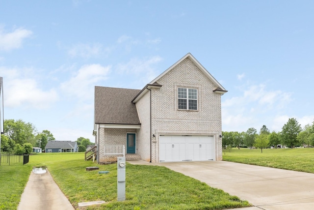 258 Jesse Dr, Pleasant View, TN 37146 - traditional-style home with brick siding, a garage, concrete driveway, and a front yard
