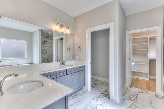 4109 Fargo Ct, Murfreesboro, TN 37127 - full bath with marble finish flooring, a shower stall, a spacious closet, and double vanity