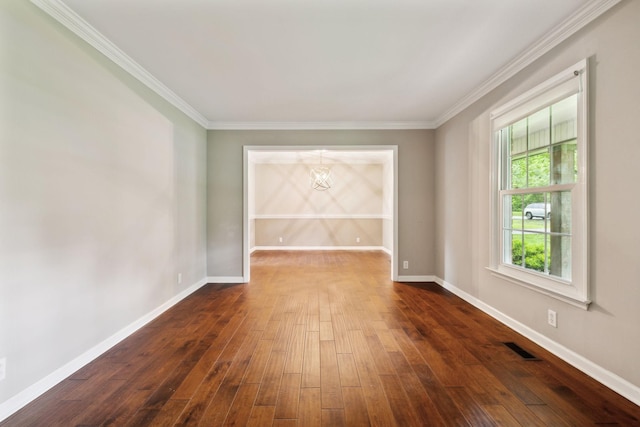 2506 Morgan Rd, Murfreesboro, TN 37129 - unfurnished room featuring a chandelier, dark wood-style floors, crown molding, and baseboards