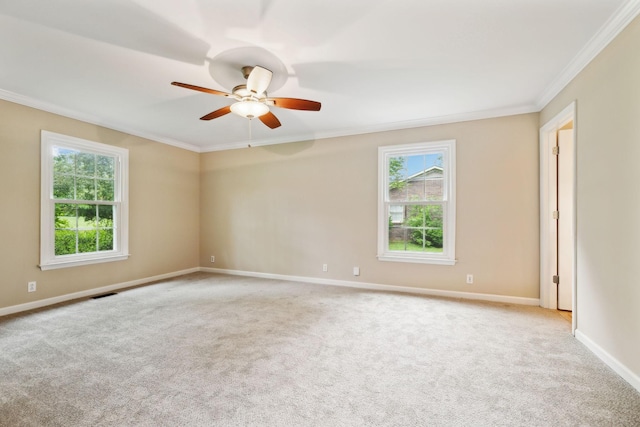 2506 Morgan Rd, Murfreesboro, TN 37129 - carpeted empty room featuring ornamental molding, a ceiling fan, and baseboards