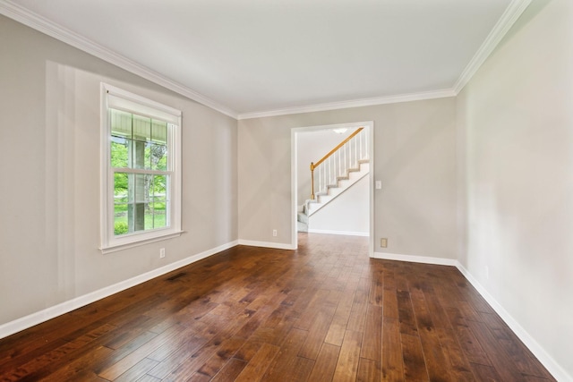 2506 Morgan Rd, Murfreesboro, TN 37129 - spare room with stairs, dark wood finished floors, crown molding, and baseboards